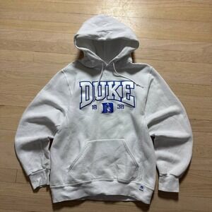 Vintage Duke Blue Devils Hoodie Russell Athletic White 1838 Mens Small